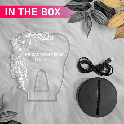 Personalized Dentist 3D Illusion LED Lamp  Gift for Dentists, Orthodontists & Dental Assistants   Creative Dental Clinic & Office Decor   Warm White Light & USB Powered